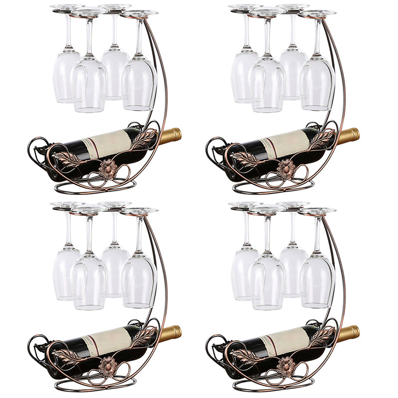 Contemporary Metal Wine Bottle Rack Countertop Bottle Holder for Living Room