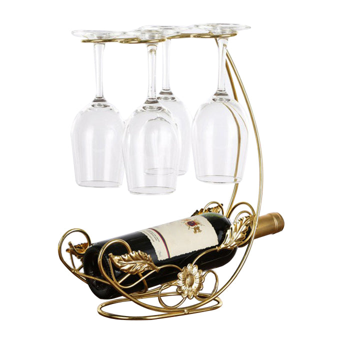 Contemporary Metal Wine Bottle Rack Countertop Bottle Holder for Living Room