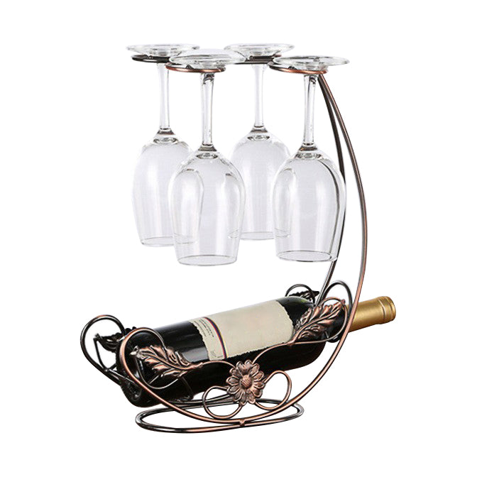 Contemporary Metal Wine Bottle Rack Countertop Bottle Holder for Living Room