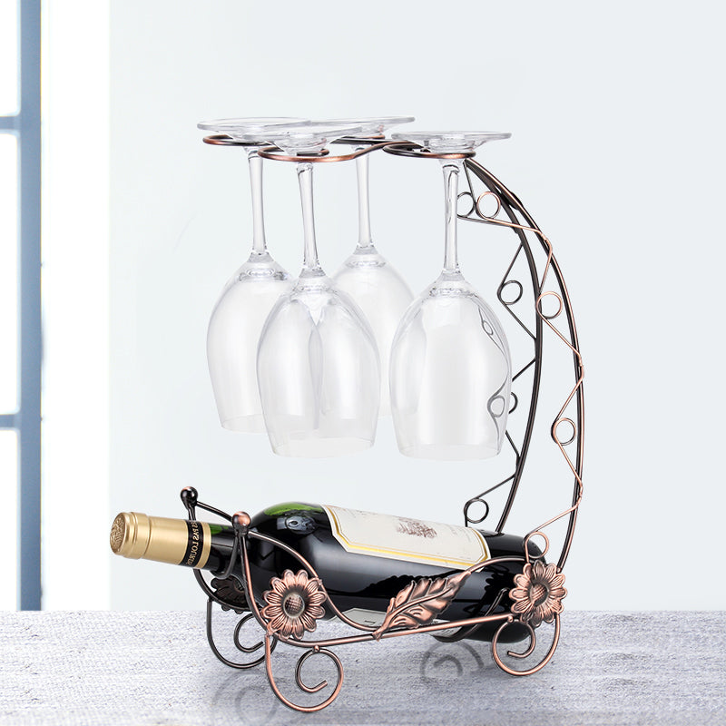 Metal Countertop Wine Glass Stemware Rack Holder Contemporary Bottle Rack Single Rail