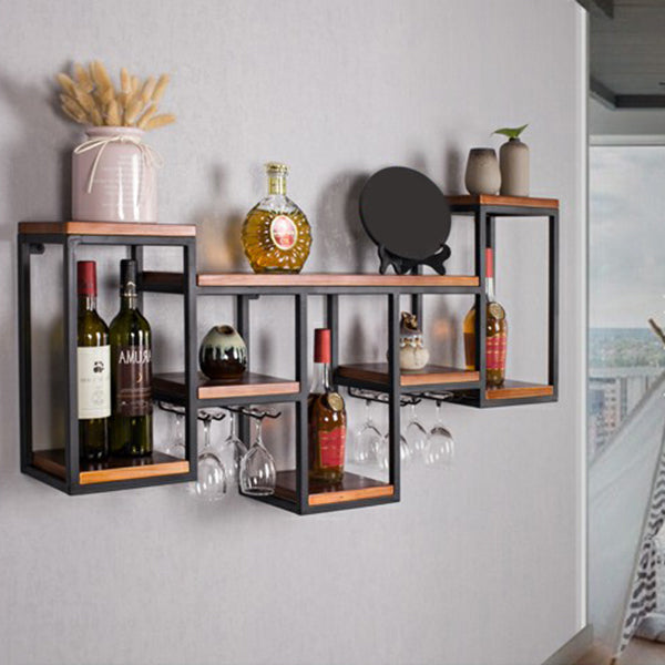 Metal Wall Mounted Wine Bottle & Glass Rack Modern Wine Rack Kit