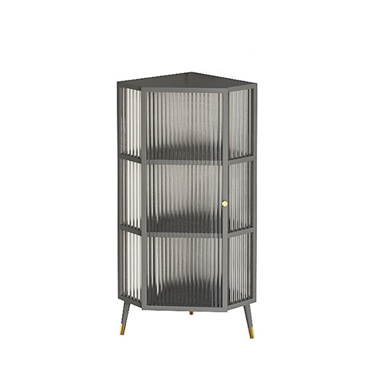 Industrial Curio Cabinet Corner Unit Metal Glass Doors Buffet Cabinet for Living Room