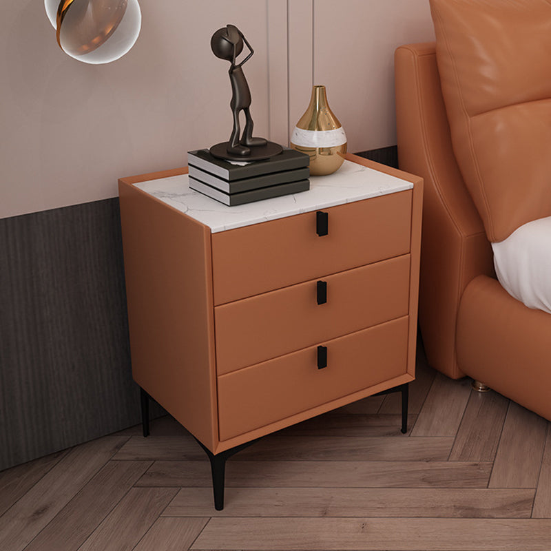 Contemporary Night Table Solid Wood Bed Nightstand with 3 Drawers