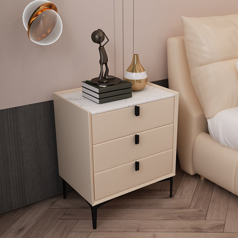 Contemporary Night Table Solid Wood Bed Nightstand with 3 Drawers