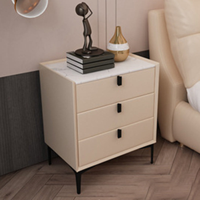 Contemporary Night Table Solid Wood Bed Nightstand with 3 Drawers