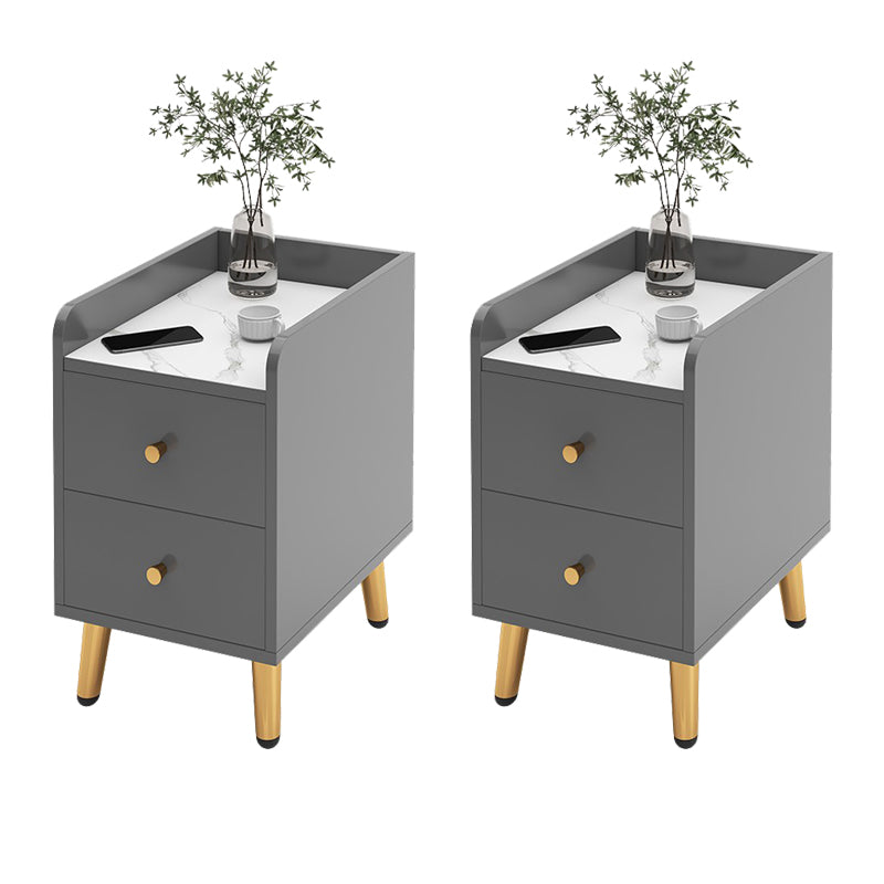 2 Drawers Bedside Cabinet Glam Legs Included Nightstand ,18.1" Tall