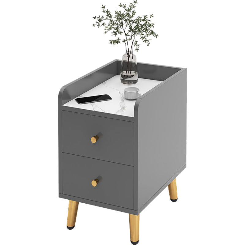 2 Drawers Bedside Cabinet Glam Legs Included Nightstand ,18.1" Tall