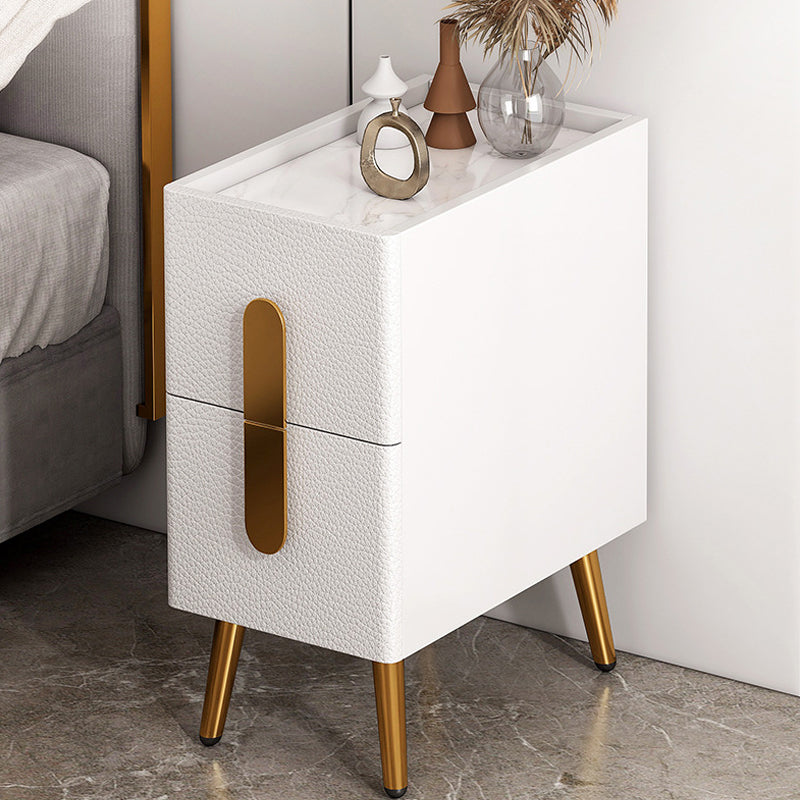 2 Drawers Bedside Cabinet Glam Night Table with Legs ,19.7" Tall