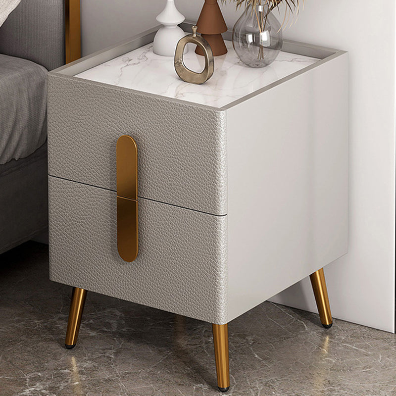 2 Drawers Bedside Cabinet Glam Night Table with Legs ,19.7" Tall