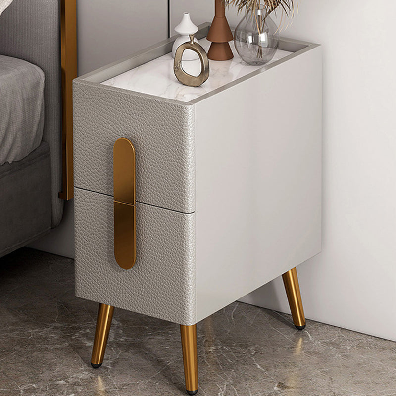 2 Drawers Bedside Cabinet Glam Night Table with Legs ,19.7" Tall