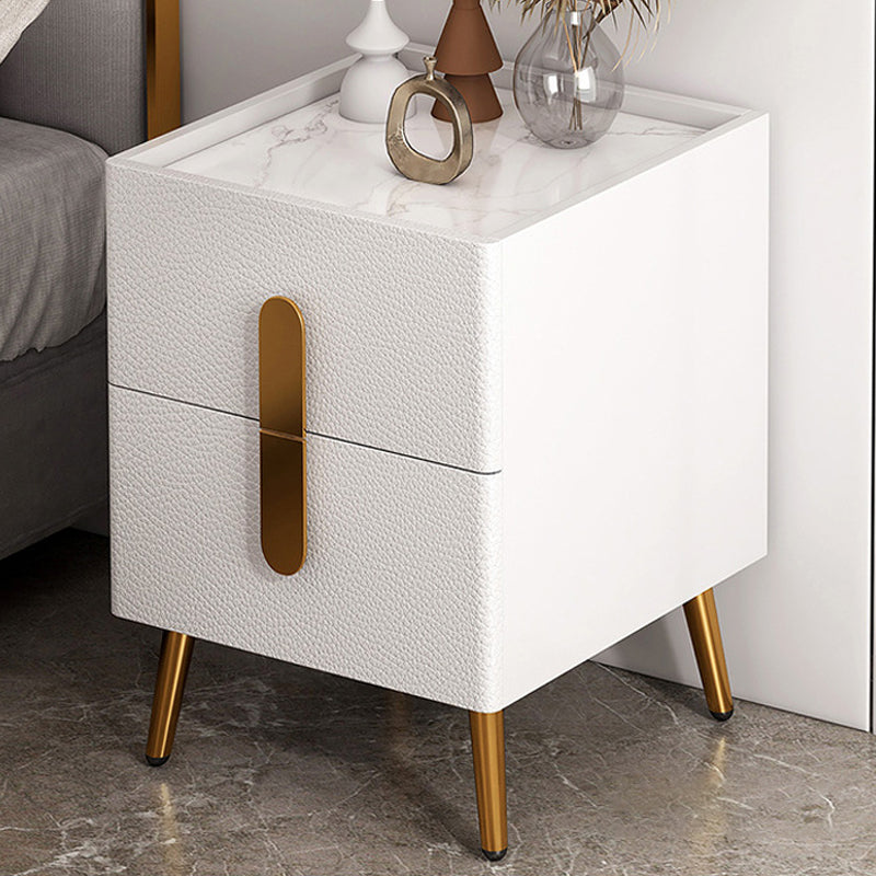 2 Drawers Bedside Cabinet Glam Night Table with Legs ,19.7" Tall