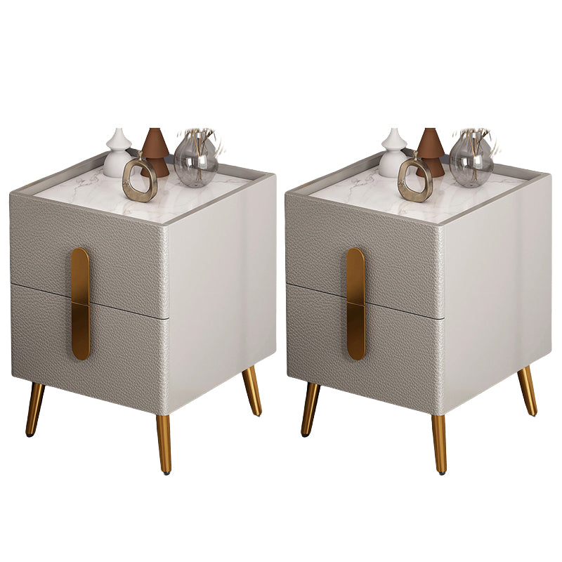 2 Drawers Bedside Cabinet Glam Night Table with Legs ,19.7" Tall