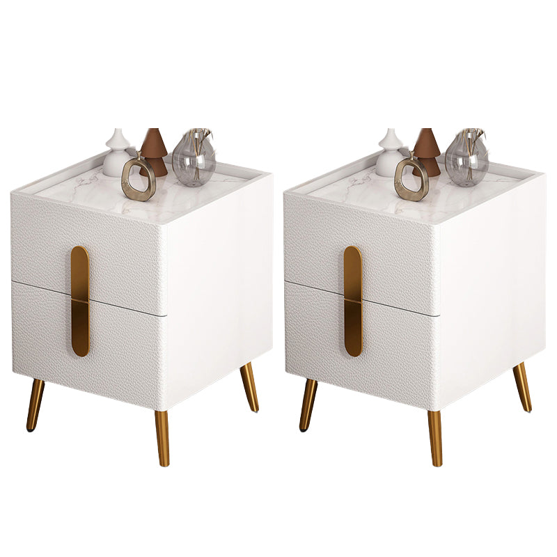 2 Drawers Bedside Cabinet Glam Night Table with Legs ,19.7" Tall