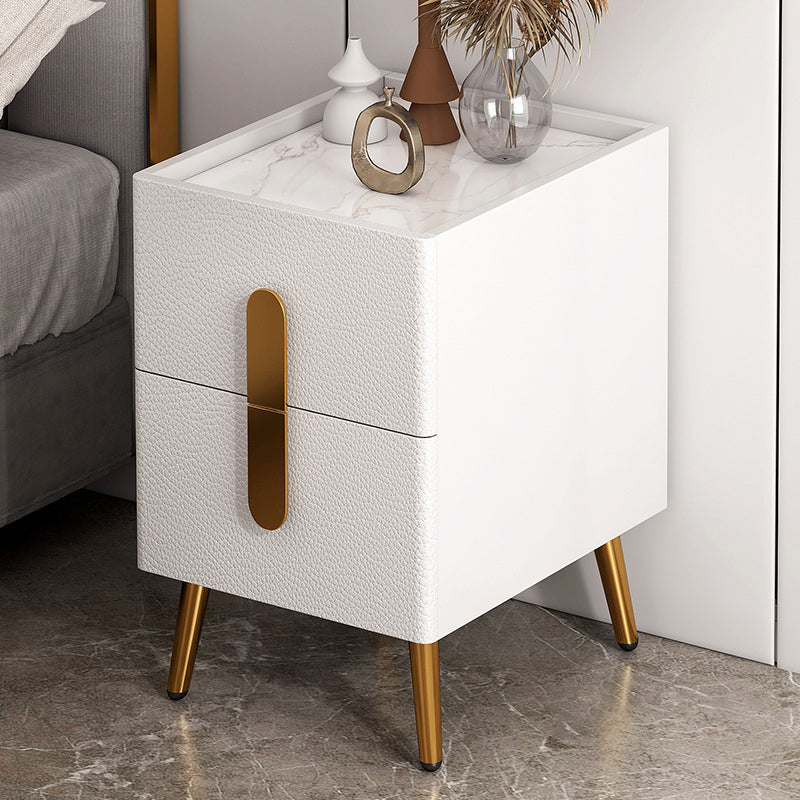 2 Drawers Bedside Cabinet Glam Night Table with Legs ,19.7" Tall