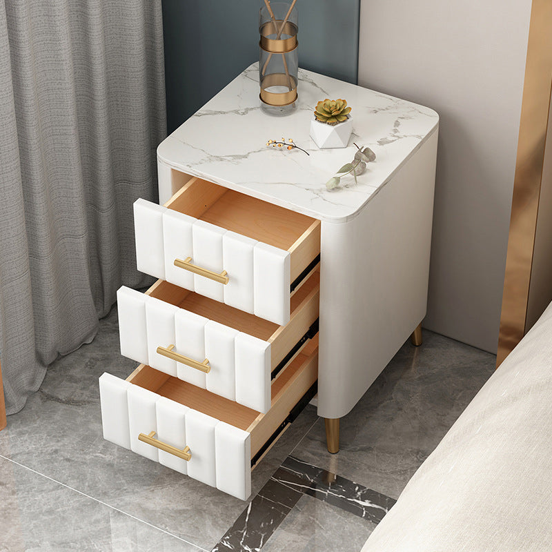 Drawer Storage Bed Nightstand Marble Bedside Cabinet for Bedroom