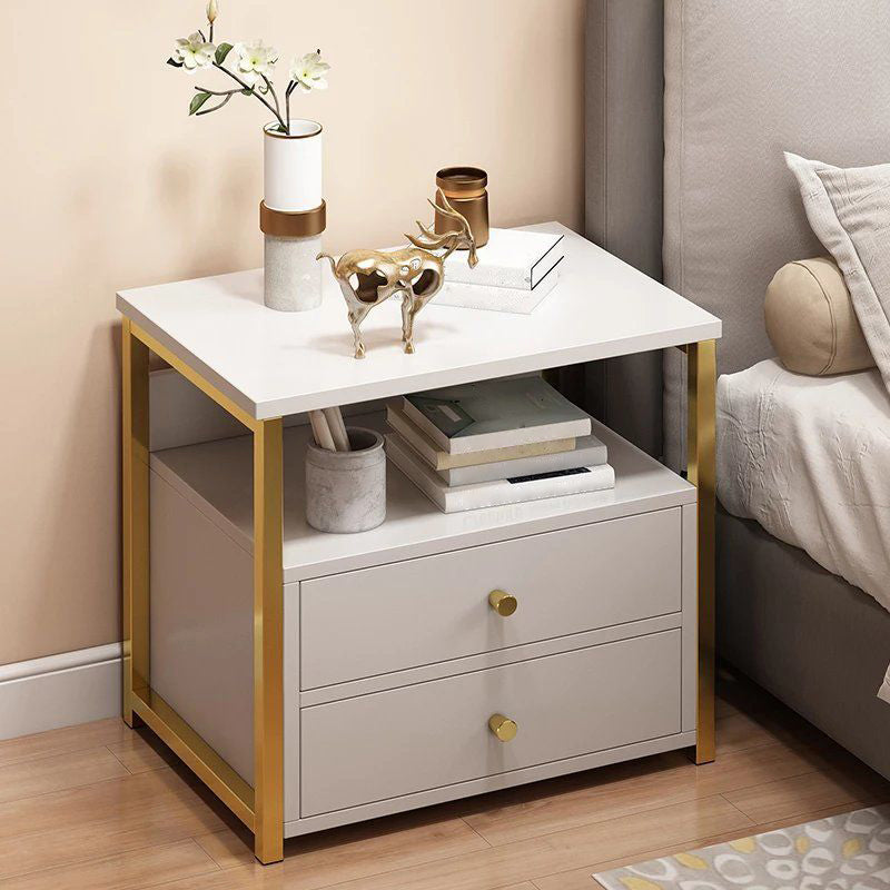 Contemporary Night Table Solid Wood Nightstand with Drawers ,19.7" Tall