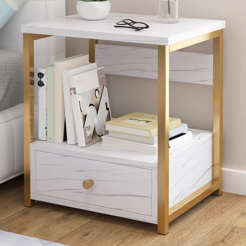 Contemporary Night Table Solid Wood Nightstand with Drawers ,19.7" Tall