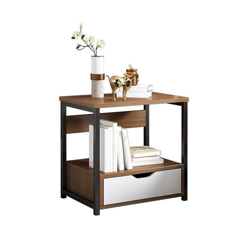 Contemporary Night Table Solid Wood Nightstand with Drawers ,19.7" Tall