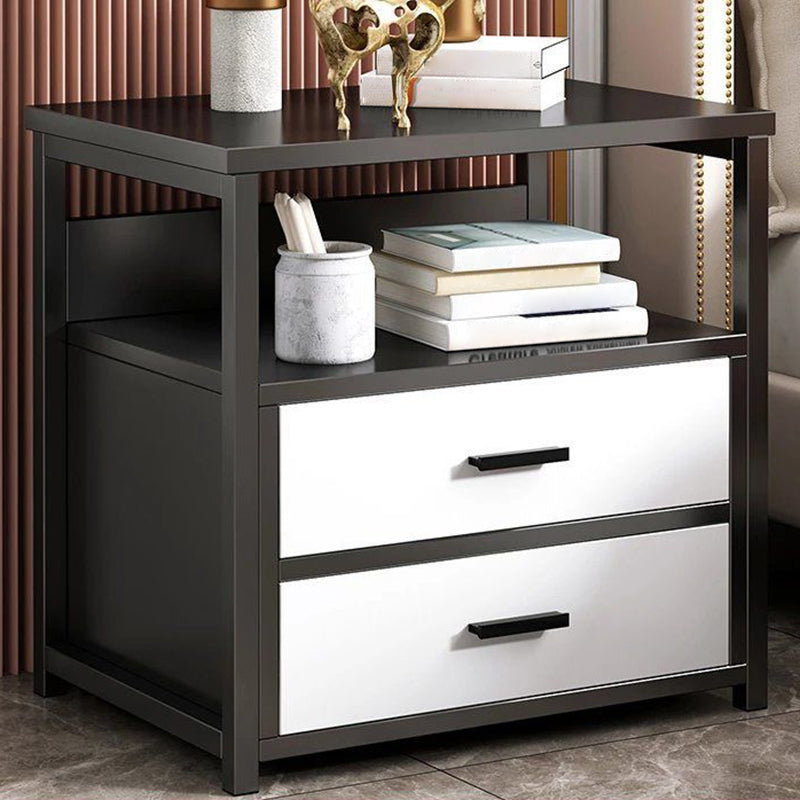 Contemporary Night Table Solid Wood Nightstand with Drawers ,19.7" Tall