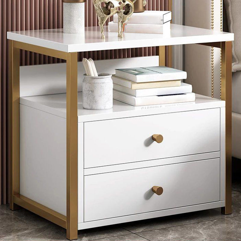 Contemporary Night Table Solid Wood Nightstand with Drawers ,19.7" Tall