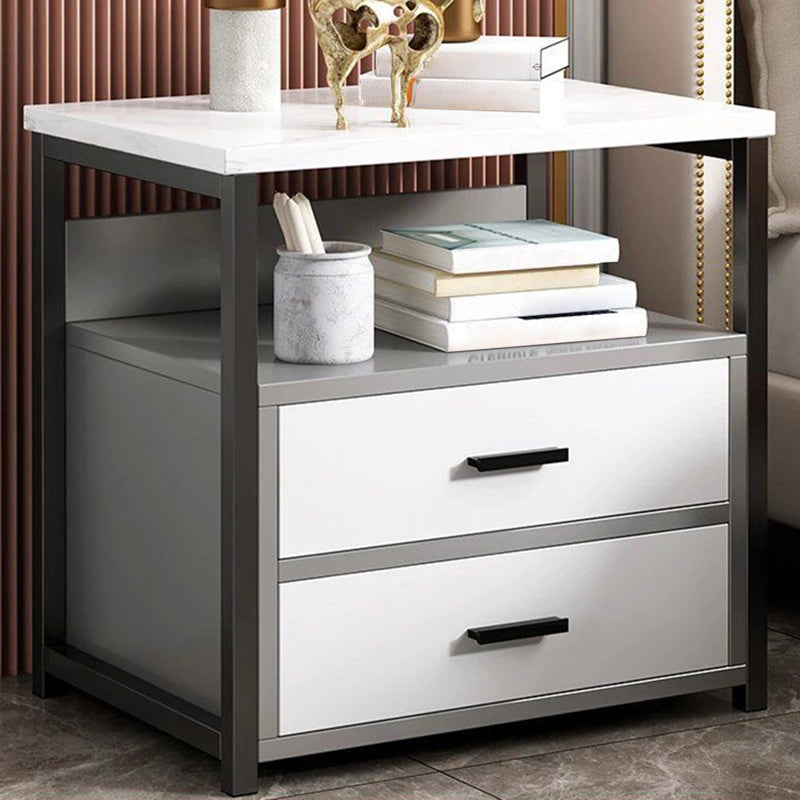 Contemporary Night Table Solid Wood Nightstand with Drawers ,19.7" Tall