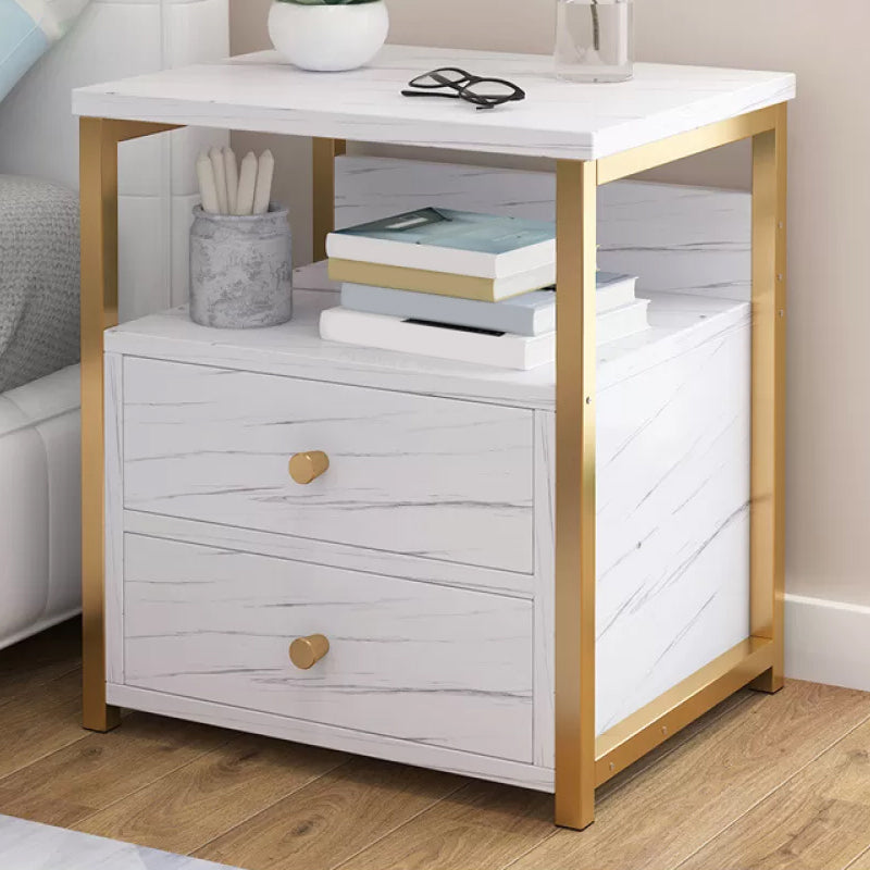 Contemporary Night Table Solid Wood Nightstand with Drawers ,19.7" Tall