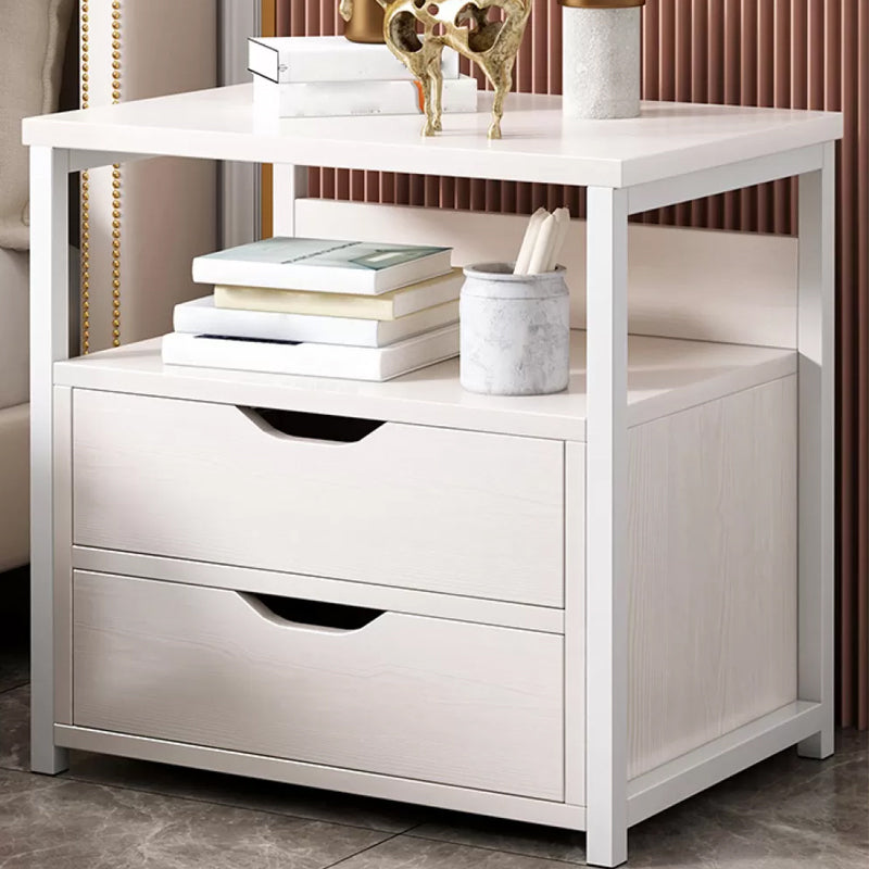 Contemporary Night Table Solid Wood Nightstand with Drawers ,19.7" Tall