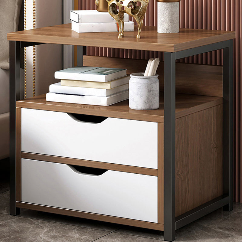 Contemporary Night Table Solid Wood Nightstand with Drawers ,19.7" Tall