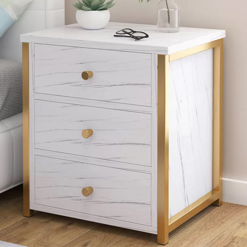 Contemporary Night Table Solid Wood Nightstand with Drawers ,19.7" Tall