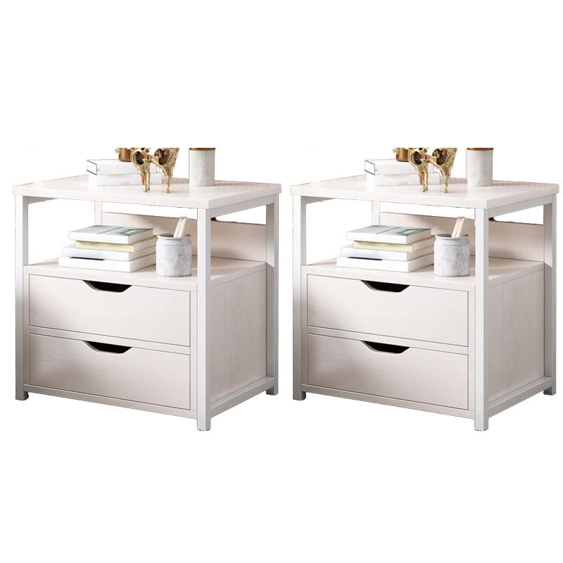 Contemporary Night Table Solid Wood Nightstand with Drawers ,19.7" Tall