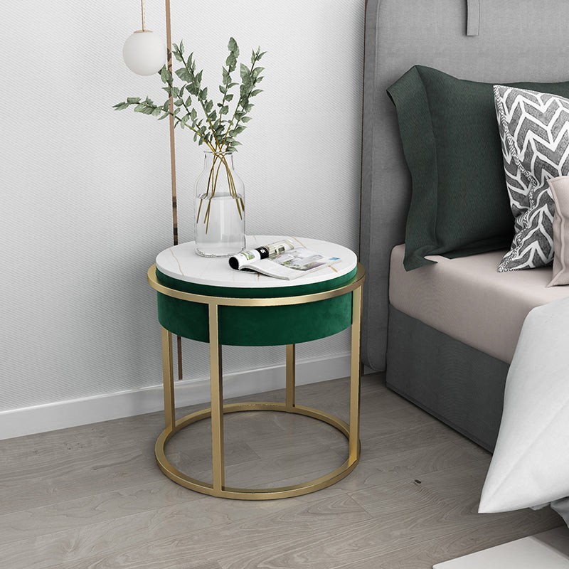 Stone Accent Table Nightstand Contemporary Bedside Cabinet for Bedroom