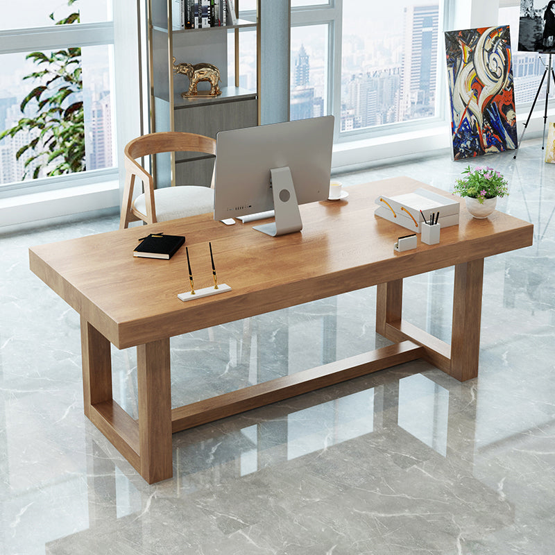 Contemporary Writing Desk Rectangular Pine Solid Wood Office Desk