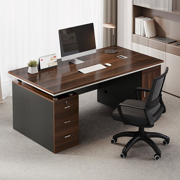 Modern Wood Office Desk Cable Management Rectangular Computer Desk with Drawers