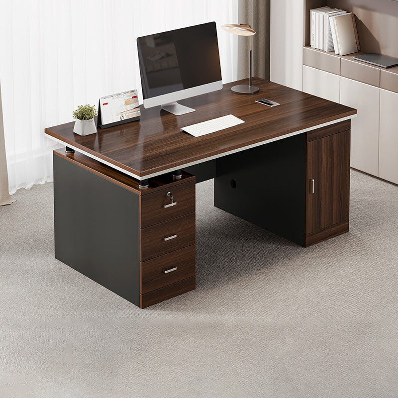 Modern Wood Office Desk Cable Management Rectangular Computer Desk with Drawers