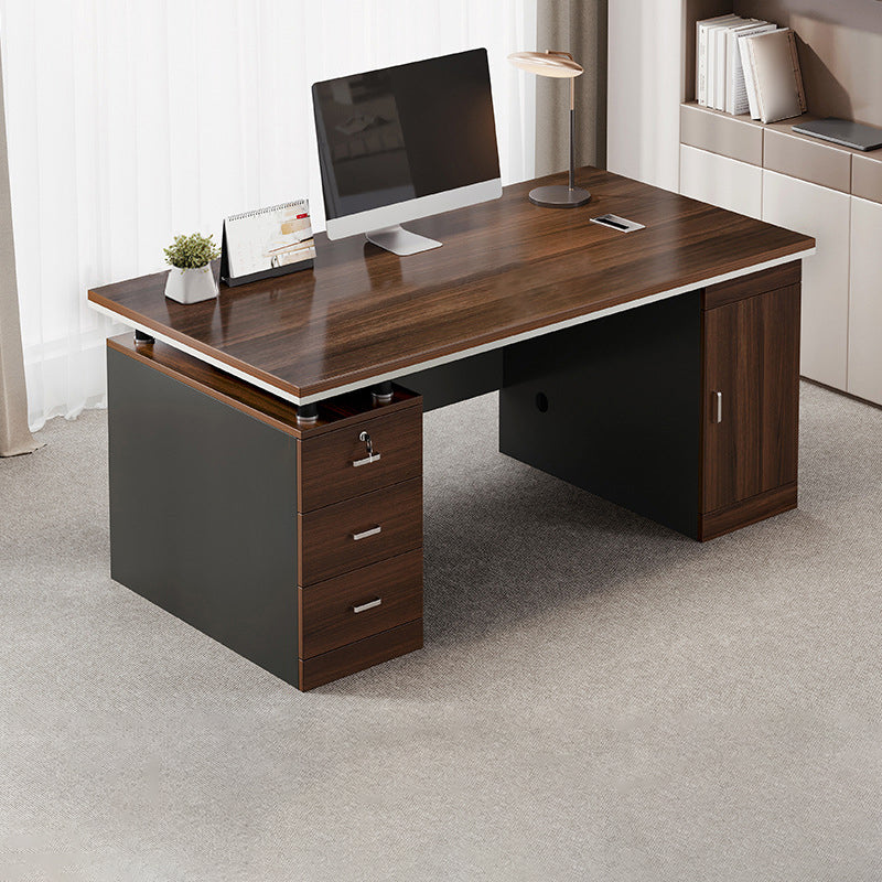 Modern Wood Office Desk Cable Management Rectangular Computer Desk with Drawers