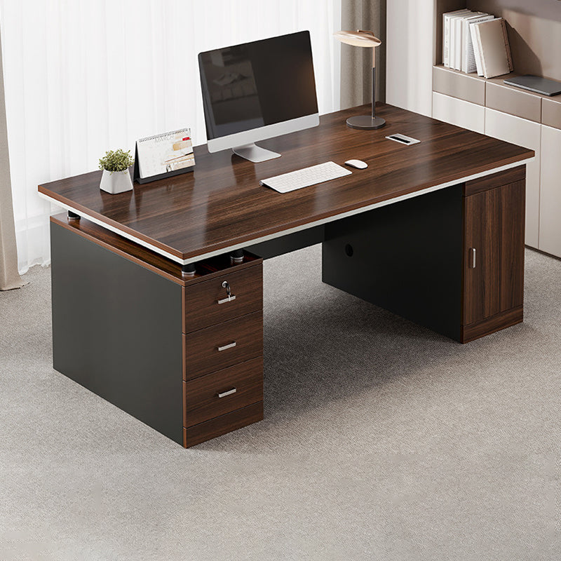 Modern Wood Office Desk Cable Management Rectangular Computer Desk with Drawers