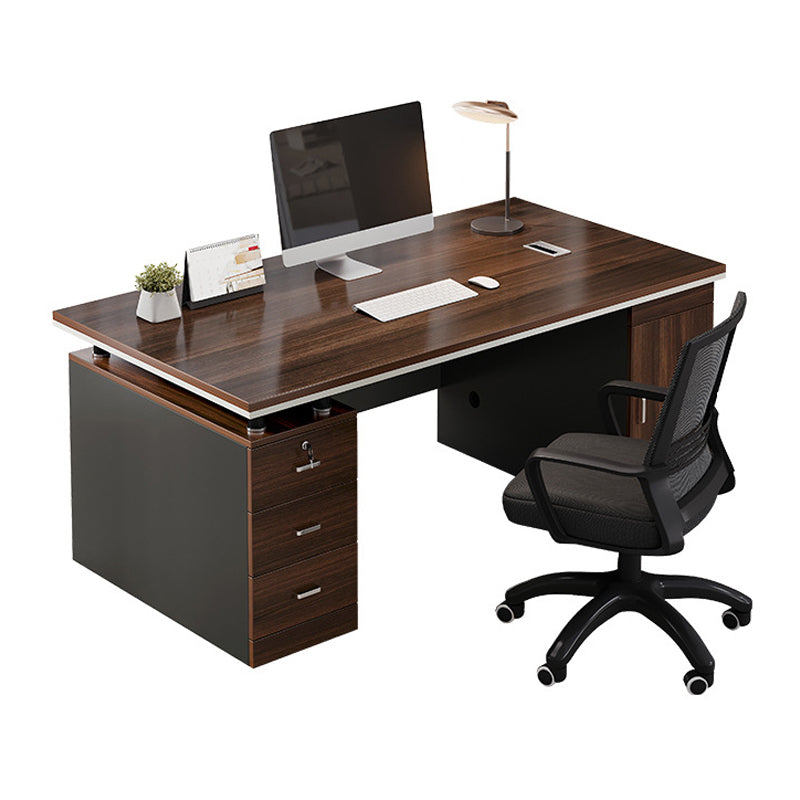 Modern Wood Office Desk Cable Management Rectangular Computer Desk with Drawers