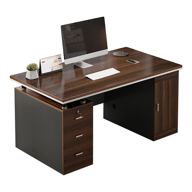 Modern Wood Office Desk Cable Management Rectangular Computer Desk with Drawers