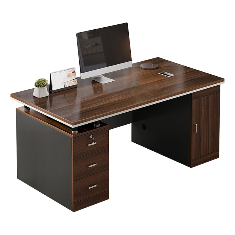 Modern Wood Office Desk Cable Management Rectangular Computer Desk with Drawers