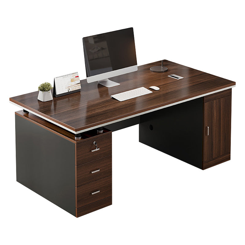 Modern Wood Office Desk Cable Management Rectangular Computer Desk with Drawers