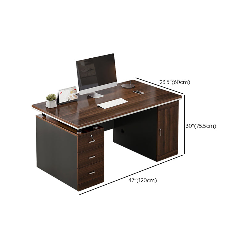 Modern Wood Office Desk Cable Management Rectangular Computer Desk with Drawers