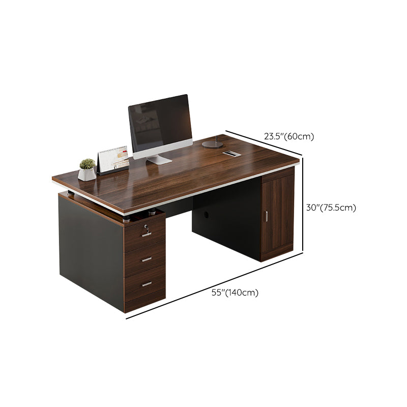 Modern Wood Office Desk Cable Management Rectangular Computer Desk with Drawers