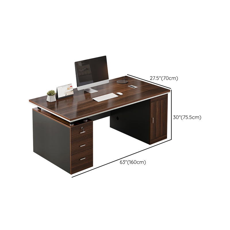 Modern Wood Office Desk Cable Management Rectangular Computer Desk with Drawers