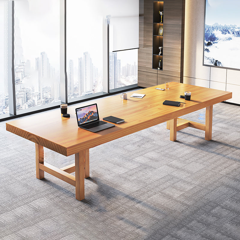 Contemporary Rectangular Office Desk Natural Executive Desk for Office