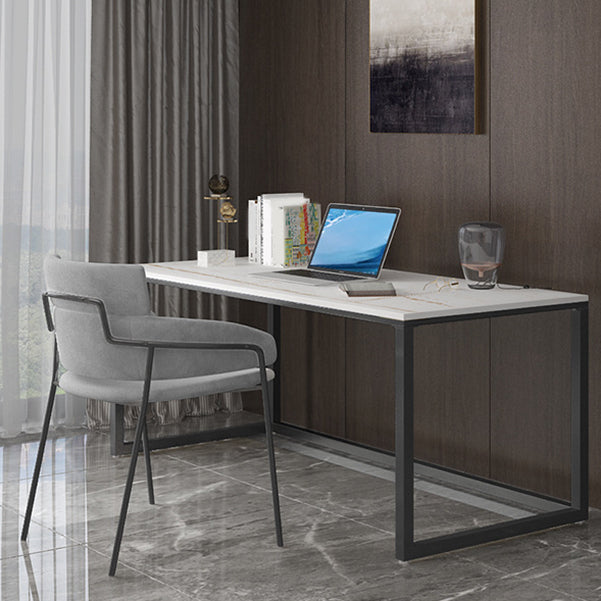 Stone Rectangular Office Desk 29.53" Tall 1-shelf Writing Desk