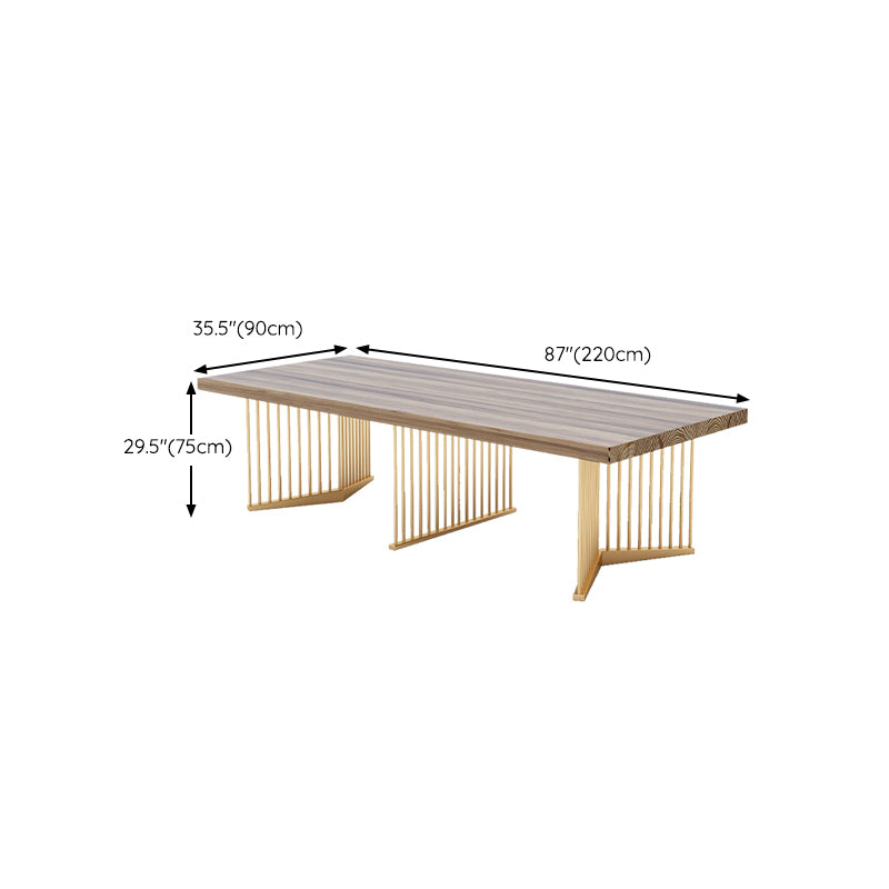 Rectangular Modern Executive Desk Natural Office Desk with Metal Legs