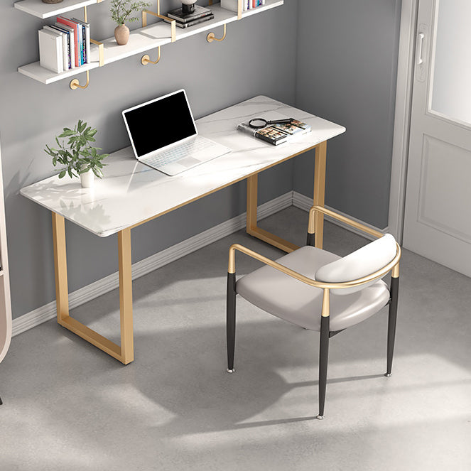 23.62" W Stone Office Desk Modern Sled Base Writing Desk with 1 Shelf