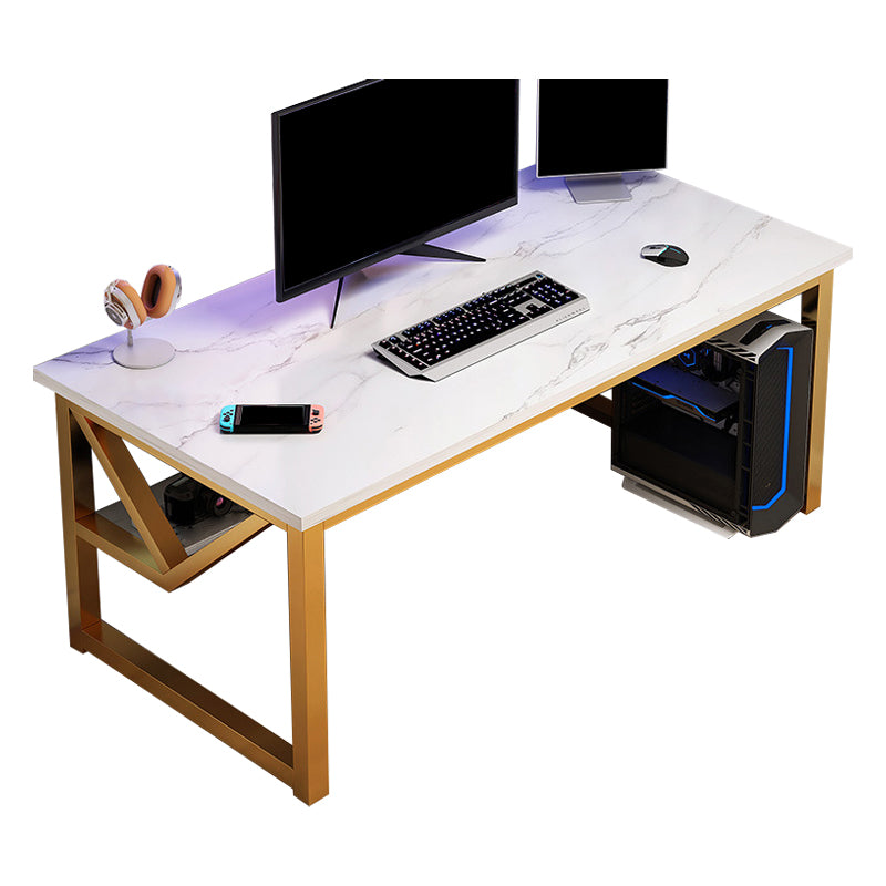 Modern Wood Computer Desk Cable Management Rectangular Office Desk