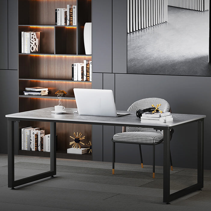 Modern Stone Office Desk 29.53" Tall Sled Base Writing Desk for Office