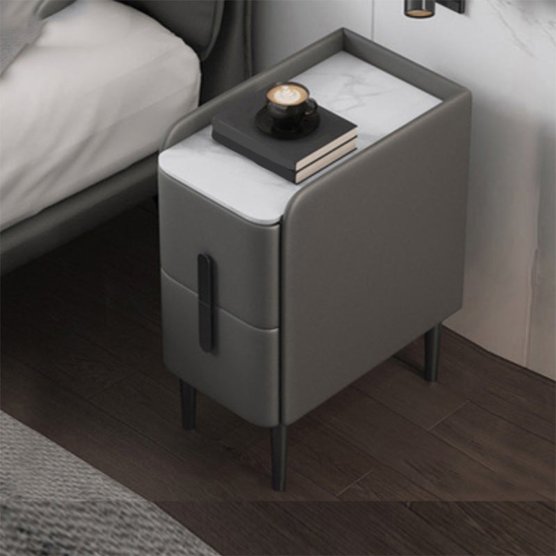 2 Drawers Solid Wood Nightstand Modern Legs Included Night Table ,19.7" Tall